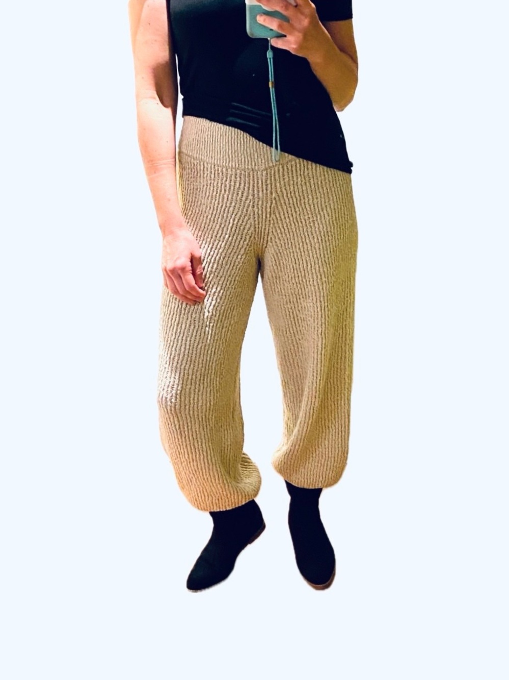 Rare‼️EUC Free People Movable Ribbed Warm Bloom Pants (oatmeal color)